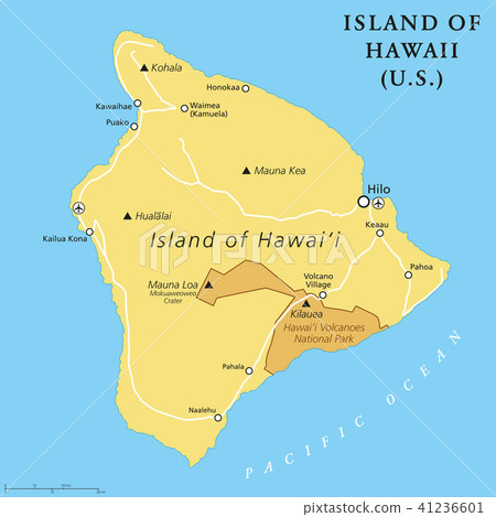 Island of Hawaii, Big Island, political map 41236601