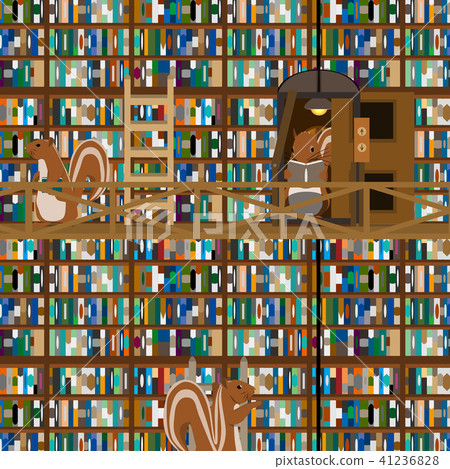 Huge library and squirrel - Stock Illustration [41236828] - PIXTA