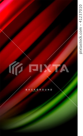 Abstract wave lines fluid rainbow style color stripes on black background 41237010