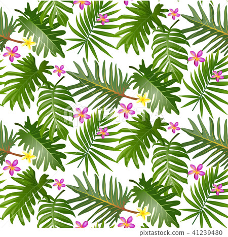 Seamless tropical pattern with palm leaves for fab Seamless tropical pattern with palm leaves for fab 41239480
