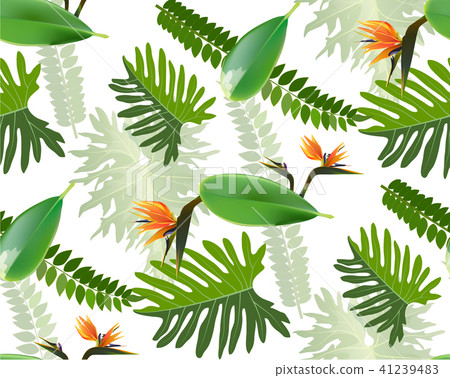 Seamless tropical pattern with palm leaves for fab 41239483