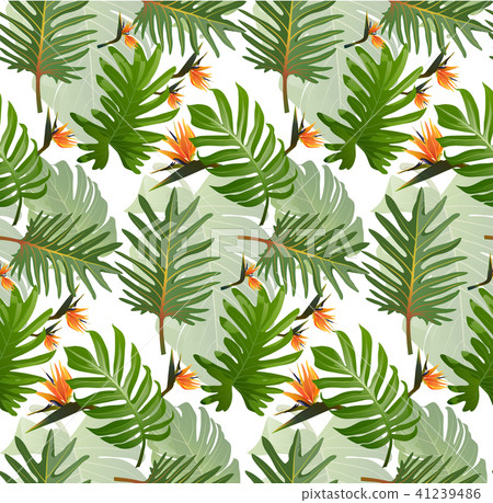 Seamless tropical pattern with palm leaves for fab 41239486
