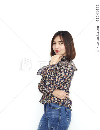 Attractive Asian Women Short Hair Stock Photo 41241431 Pixta