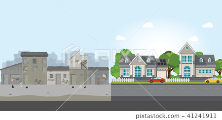 Luxury house and slum, gap between poverty 41241911