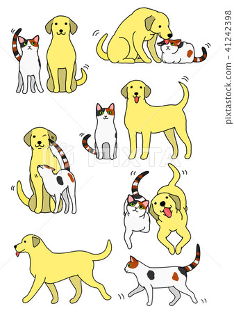 Pair of dogs and cats, gesture set 41242398