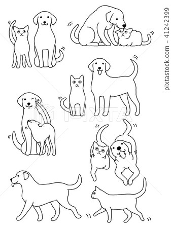 Pair of dogs and cats, gesture set 41242399