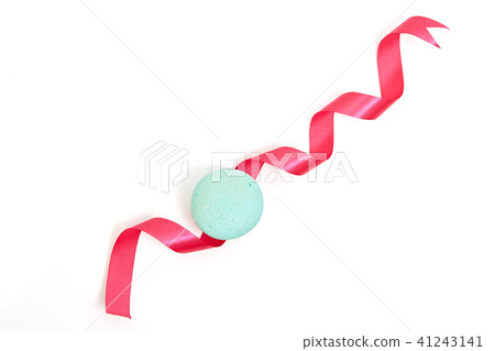 Valentine's blue macaron with pink ribbon 41243141