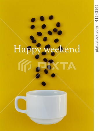Cup coffee beans on Yellow paper pastel 41243162