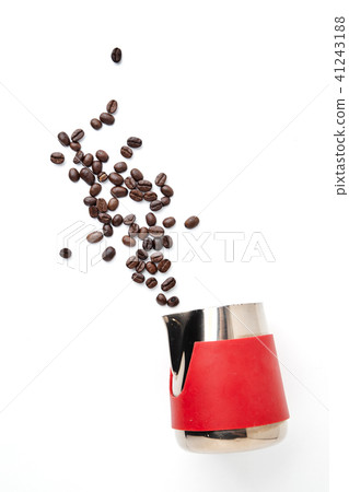 Steel Milk Pitcher with coffee beans 41243188