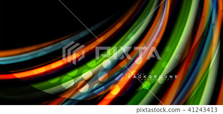 Multicolored wave lines on black background design Multicolored wave lines on black background design 41243413