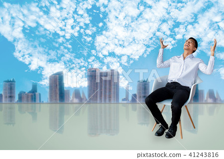 Career business man sitting chair Express feeling Career business man sitting chair Express feeling 41243816