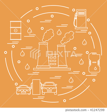 refinery plant with smoking chimneys, canister of 41247299