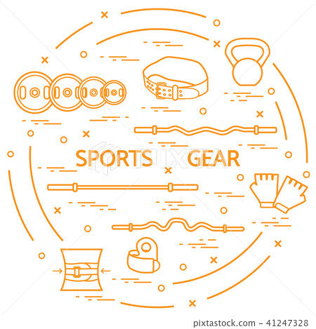 Different goods for weightlifting arranged in a Different goods for weightlifting arranged in a 41247328