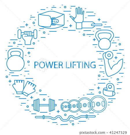 Weightlifting icons set arranged in a circle Weightlifting icons set arranged in a circle 41247329