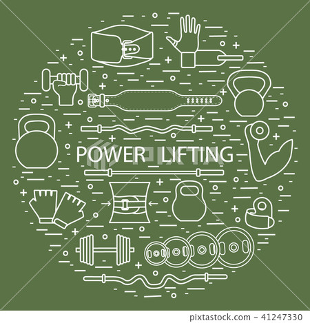 Weightlifting training objects arranged in a Weightlifting training objects arranged in a 41247330