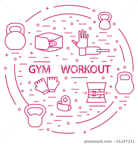 Powerlifting gym workout elements arranged in a Powerlifting gym workout elements arranged in a 41247331