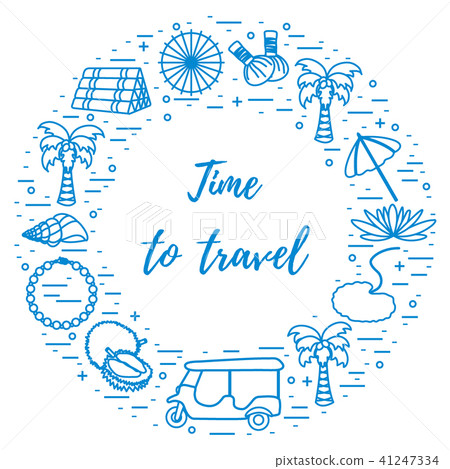 Vacation and travel elements arranged in a circle Vacation and travel elements arranged in a circle 41247334
