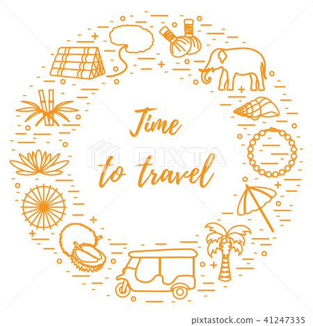 Vacation and travel elements arranged in a circle Vacation and travel elements arranged in a circle 41247335