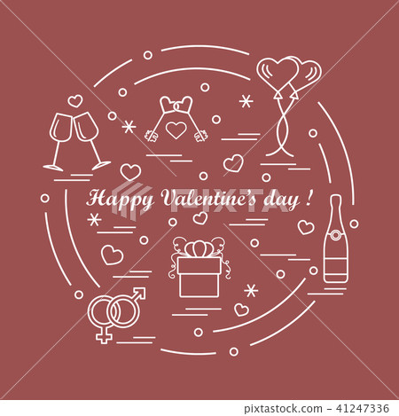gifts, balloons, stemware, keys, gender symbols, 41247336