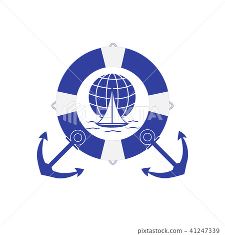 Stylized icon of a colored yacht, sailing over the Stylized icon of a colored yacht, sailing over the 41247339