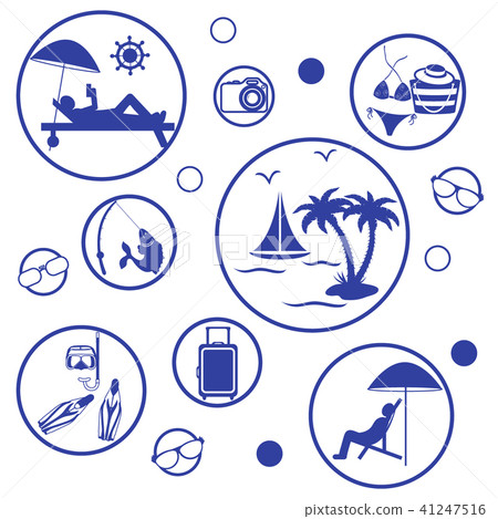 Set of stylized icons of traveler equipment and Set of stylized icons of traveler equipment and 41247516