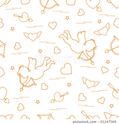 Cute seamless pattern with cupid shoots a bow and Cute seamless pattern with cupid shoots a bow and 41247569