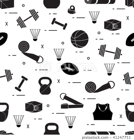 Pattern with sports equipment Healthy lifestyle. 41247751