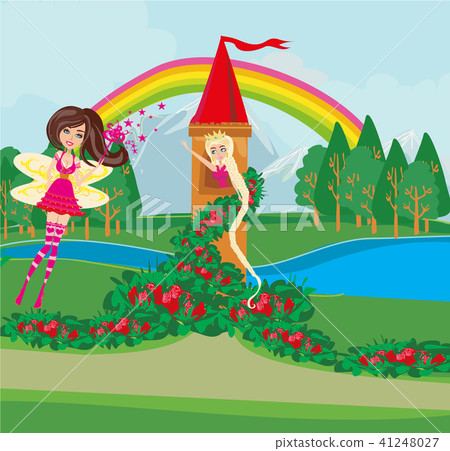 fairytale tower and beautiful princess 41248027