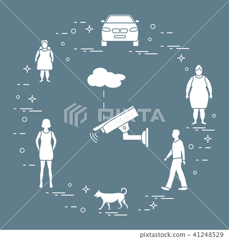 Security camera, dog, women, girl, man, car Security camera, dog, women, girl, man, car 41248529