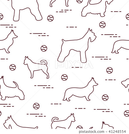 Seamless pattern with dogs and tennis balls 41248554