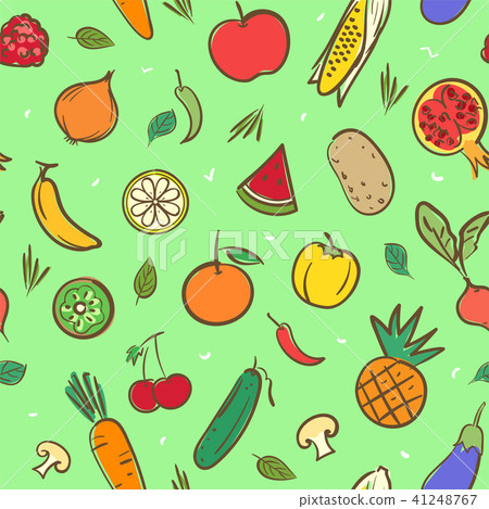 Fruits and vegetables seamless pattern background Fruits and vegetables seamless pattern background 41248767