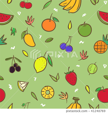 Mix cute fruits seamless pattern background Mix cute fruits seamless pattern background 41248769