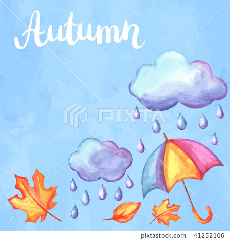 Aquarelle background with autumn elements. 41252106