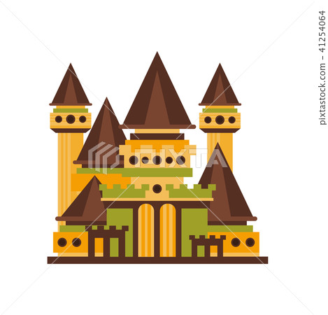 圖庫插圖: fairytale medieval castle with towers v