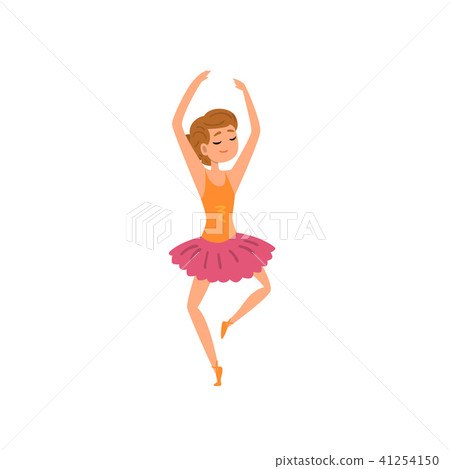 Ballerina character in pink tutu dress dancing cartoon vector Illustration on a white background Ballerina character in pink tutu dress dancing cartoon vector Illustration on a white background 41254150