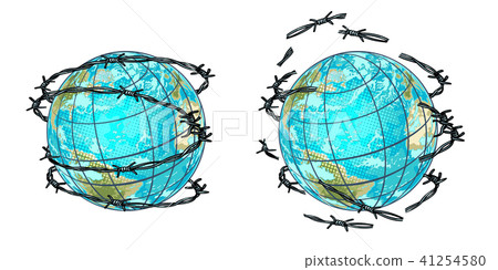 set planet earth in barbed wire and without set planet earth in barbed wire and without 41254580
