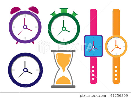 set flat icon clock time - Stock Illustration [41256209] - PIXTA