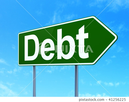 Finance concept: Debt on road sign background Finance concept: Debt on road sign background 41256225