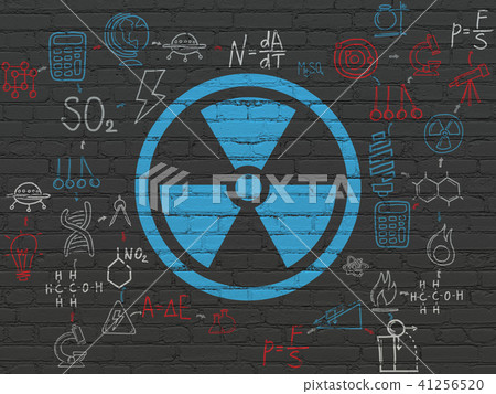 Science concept: Radiation on wall background 41256520