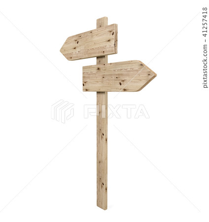 Blank Opposite Direction Wooden Arrow Sign 41257418