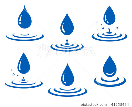 set of blue water drop and splash 41258424
