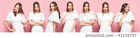 Collage about surprised and happy beautiful woman Collage about surprised and happy beautiful woman 41258797