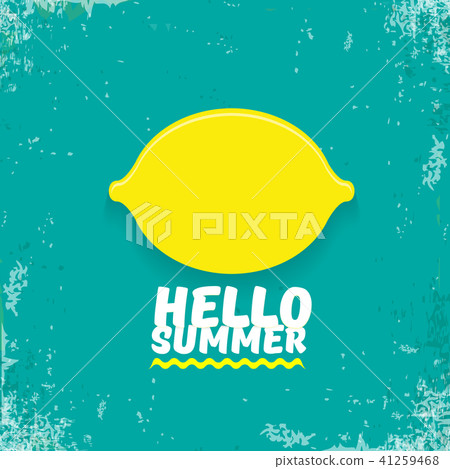 Vector Hello Summer Beach Party Flyer Design template with fresh lemon isolated on azure or Vector Hello Summer Beach Party Flyer Design template with fresh lemon isolated on azure or 41259468