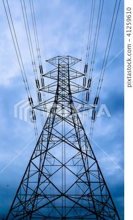 silhouette High voltage tower silhouette High voltage tower 41259610