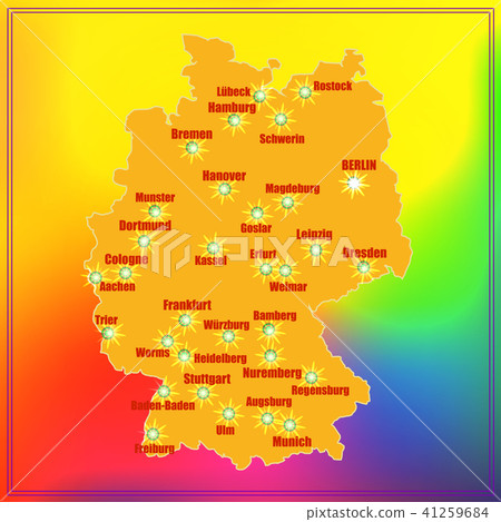 Map of Germany with cities. Illustration. Map of Germany with cities. Illustration. 41259684