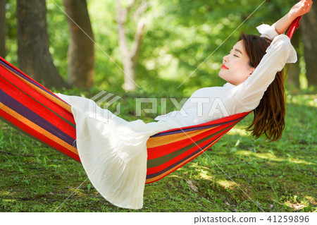 Model, relaxation, hammock, leisure, girl, vacation, sleep Model, relaxation, hammock, leisure, girl, vacation, sleep 41259896