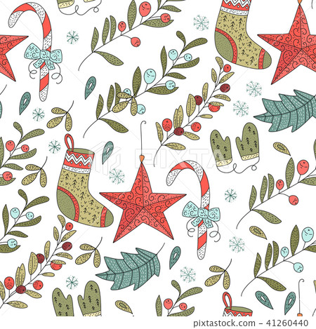 Christmas vector seamless pattern with detailed... - Stock Illustration ...