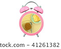 coffee and biscuits within pink alarm clock  41261382