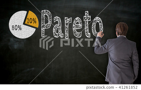 Businessman paints Pareto on blackboard concept 41261852