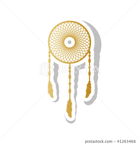 Dream catcher sign. Vector. Golden gradient icon with white cont Dream catcher sign. Vector. Golden gradient icon with white cont 41263468